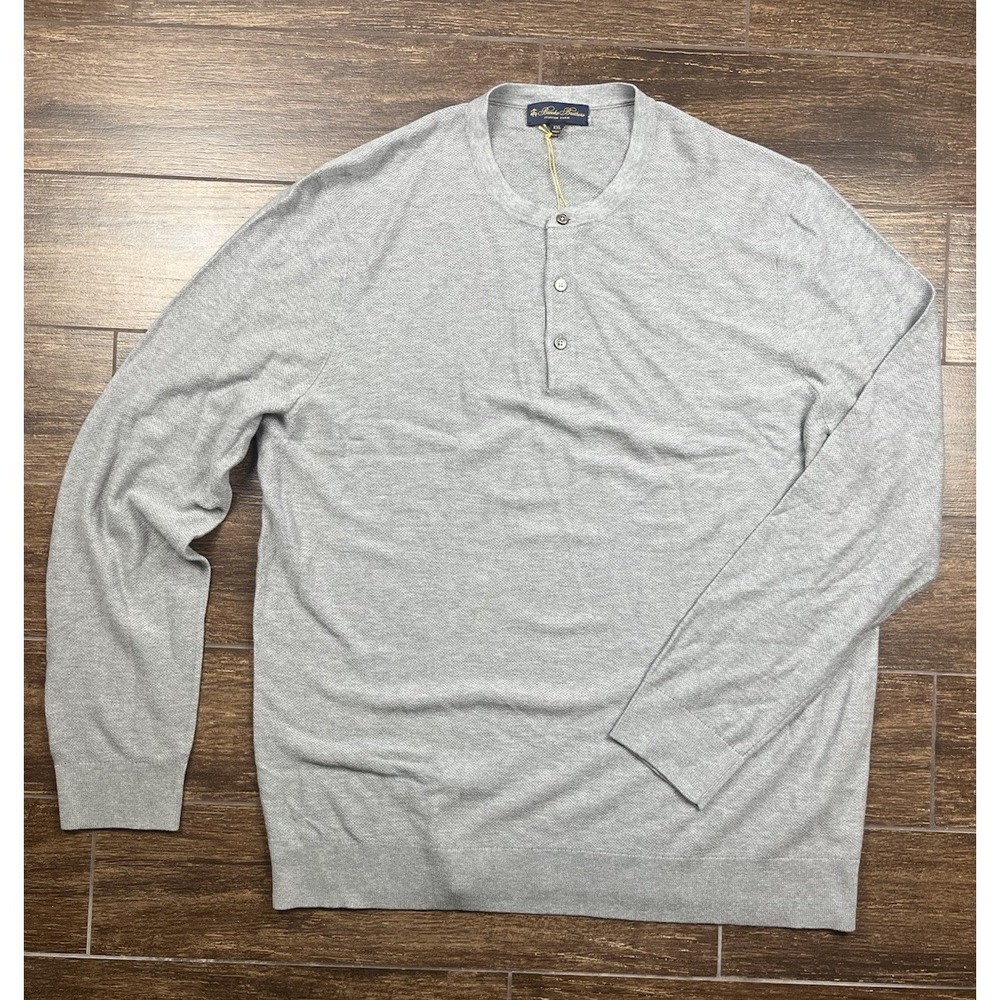 Brooks Brothers Sweater Men's XXL Gray Pullover Silk Cotton Italian Yarn NEW - Picture 12 of 12